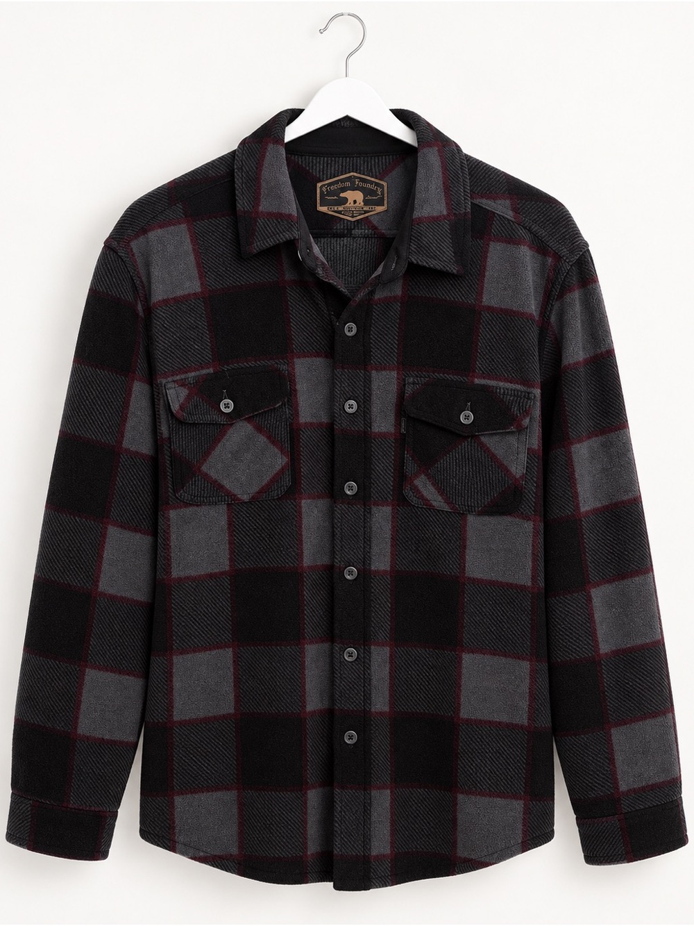 Men's Black & Gray Plaid Shirt Jacket